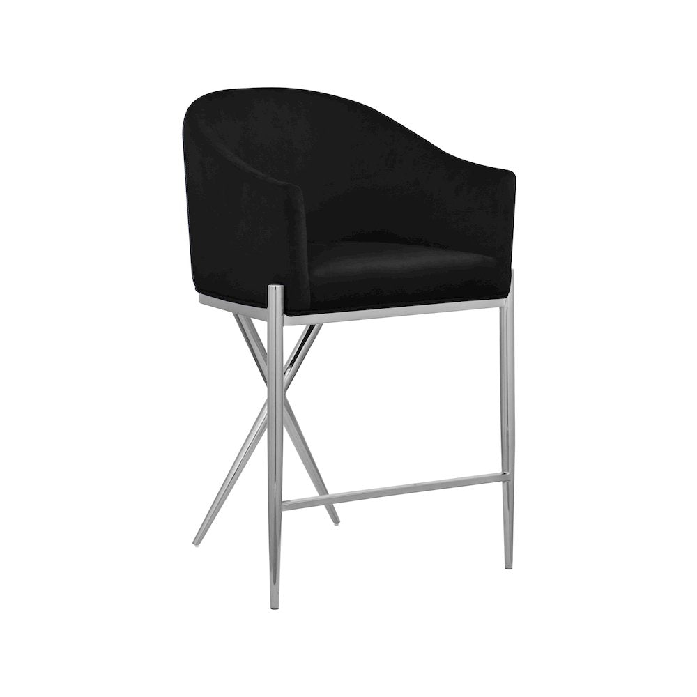 Xavier Black Velvet Counter Stool