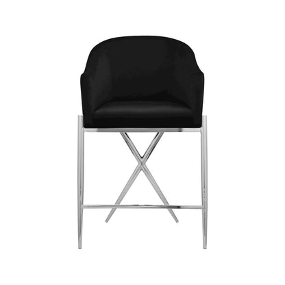 Xavier Black Velvet Counter Stool