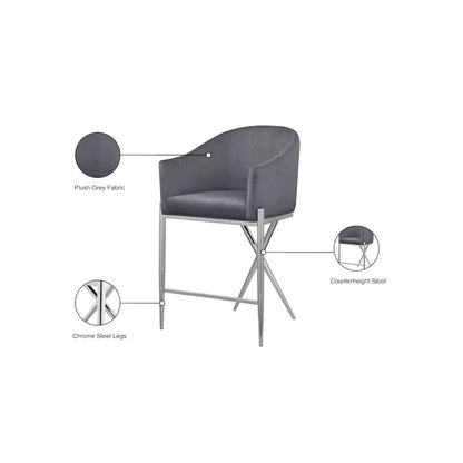 Xavier Grey Velvet Counter Stool