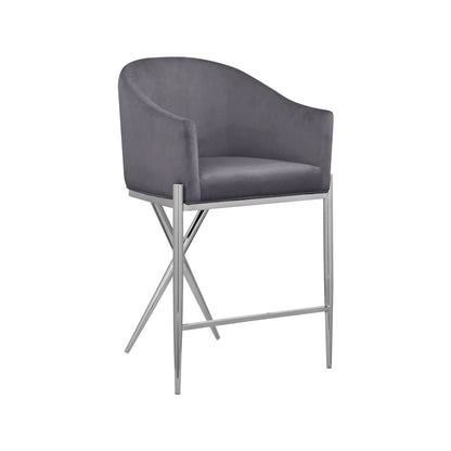 Xavier Grey Velvet Counter Stool