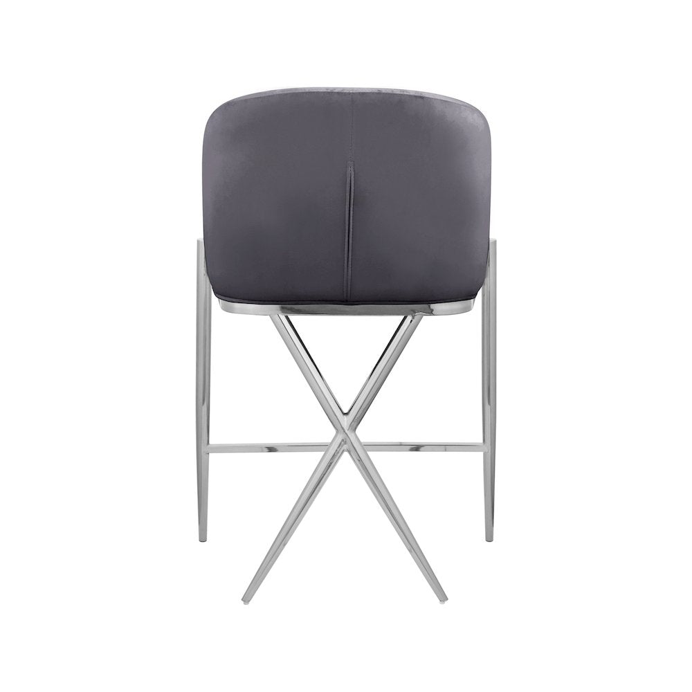 Xavier Grey Velvet Counter Stool