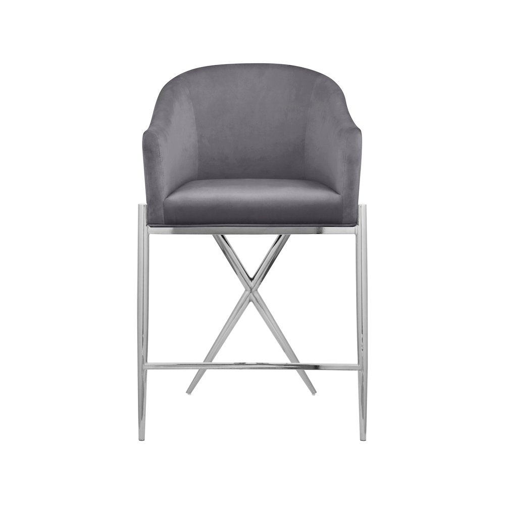 Xavier Grey Velvet Counter Stool