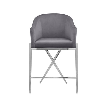 Xavier Grey Velvet Counter Stool