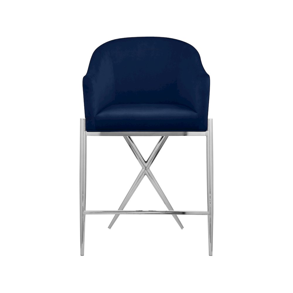 Xavier Navy Velvet Counter Stool