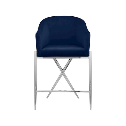 Xavier Navy Velvet Counter Stool