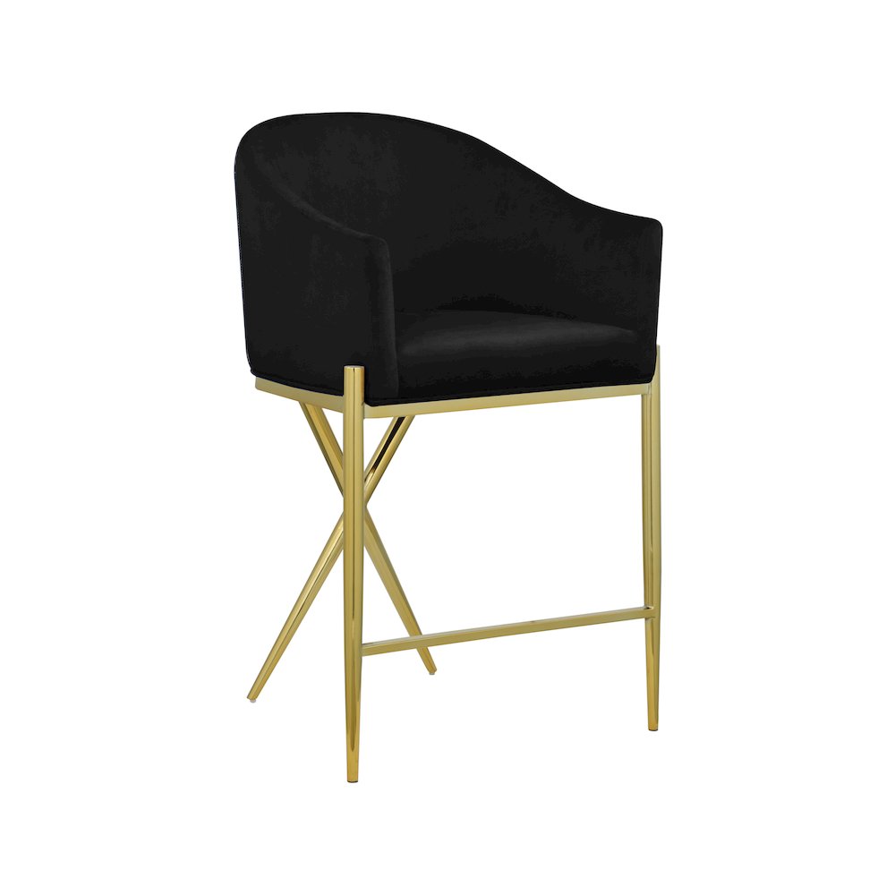 Xavier Black Velvet Counter Stool