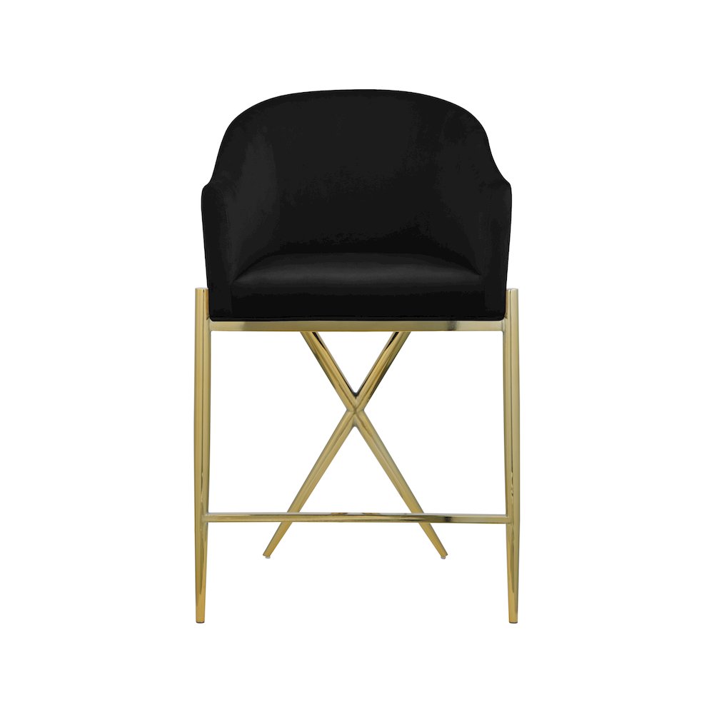 Xavier Black Velvet Counter Stool