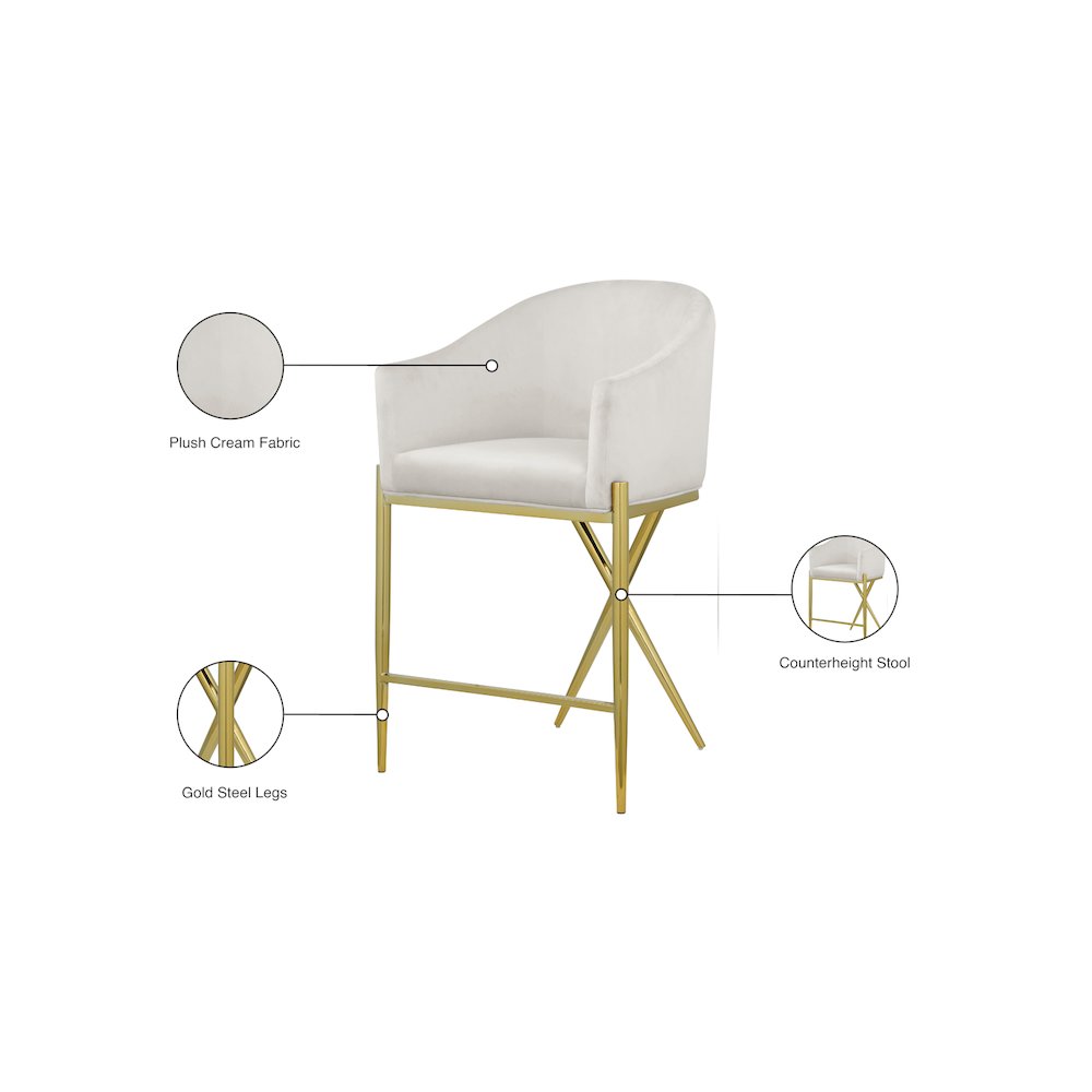 Xavier Cream Velvet Counter Stool