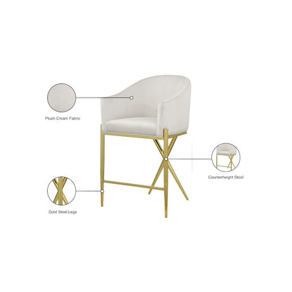 Xavier Cream Velvet Counter Stool