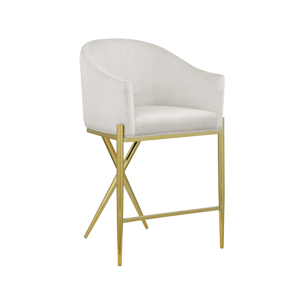 Xavier Cream Velvet Counter Stool