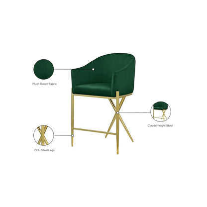 Xavier Green Velvet Counter Stool