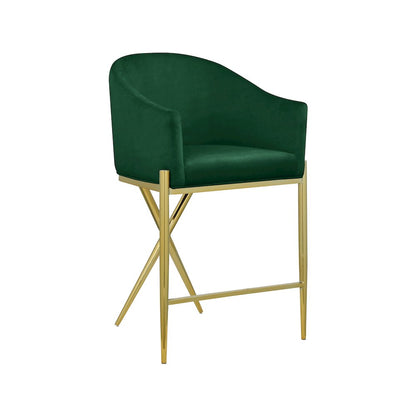 Xavier Green Velvet Counter Stool