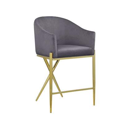Xavier Grey Velvet Counter Stool