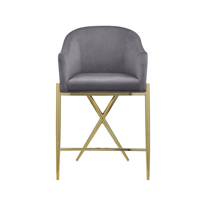 Xavier Grey Velvet Counter Stool