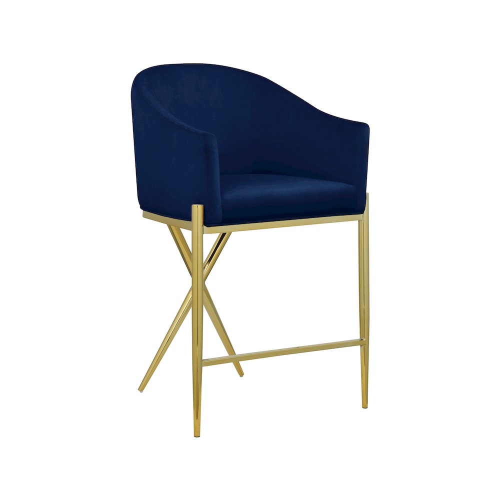 Xavier Navy Velvet Counter Stool