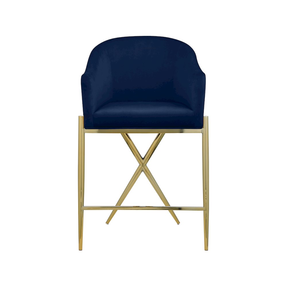Xavier Navy Velvet Counter Stool