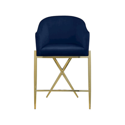 Xavier Navy Velvet Counter Stool