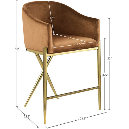 Xavier Saddle Velvet Counter Stool
