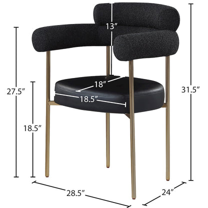 Blake Black Vegan Leather / Boucle Fabric Dining Chair, Set of 2