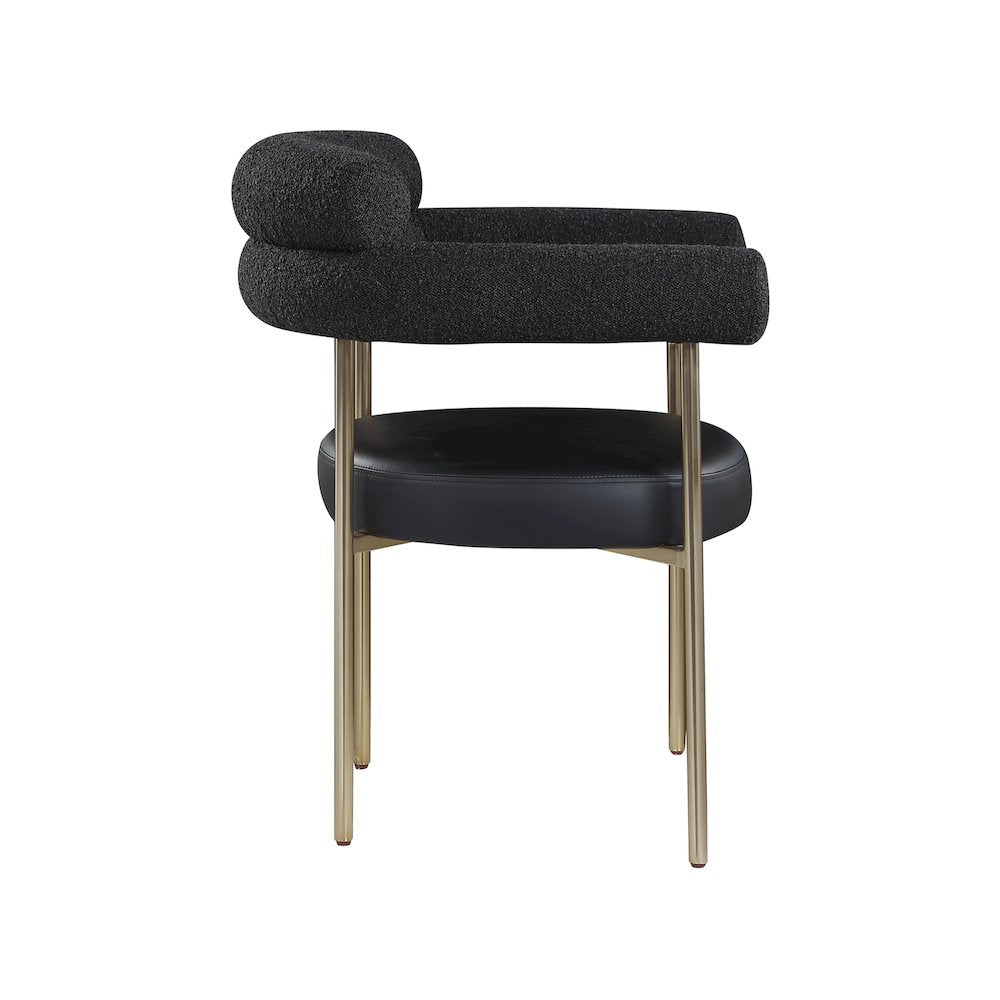 Blake Black Vegan Leather / Boucle Fabric Dining Chair, Set of 2