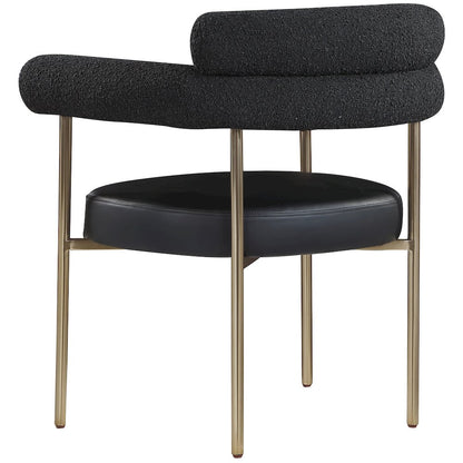 Blake Black Vegan Leather / Boucle Fabric Dining Chair, Set of 2