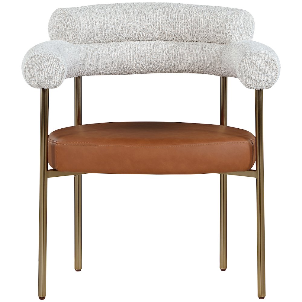 Blake Cognac Vegan Leather / Cream Boucle Fabric Dining Chair, Set of 2
