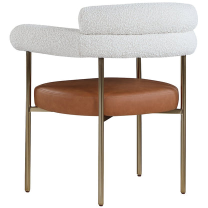Blake Cognac Vegan Leather / Cream Boucle Fabric Dining Chair, Set of 2