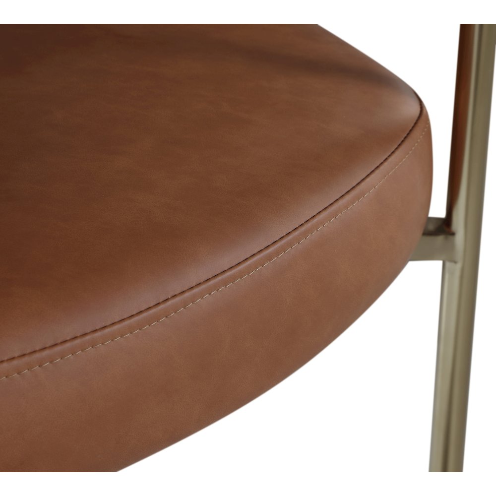 Blake Cognac Vegan Leather / Cream Boucle Fabric Dining Chair, Set of 2