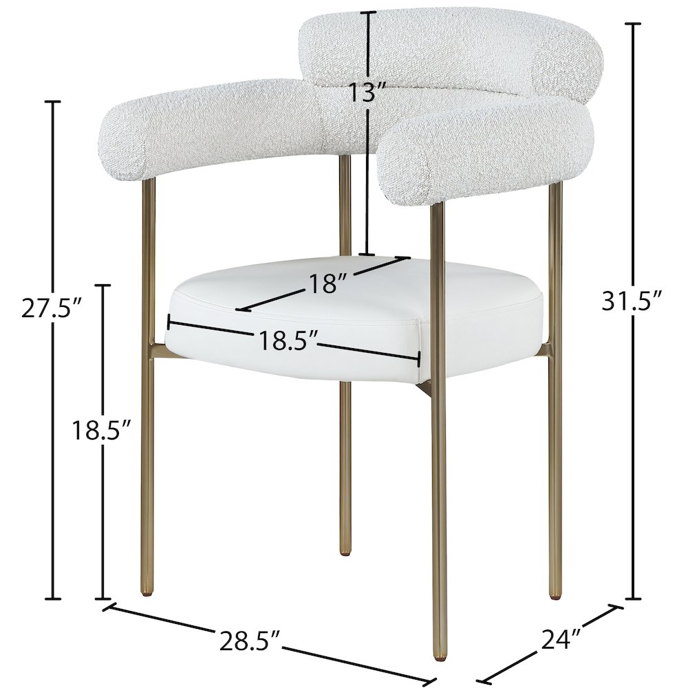Blake Cream Vegan Leather / Boucle Fabric Dining Chair, Set of 2