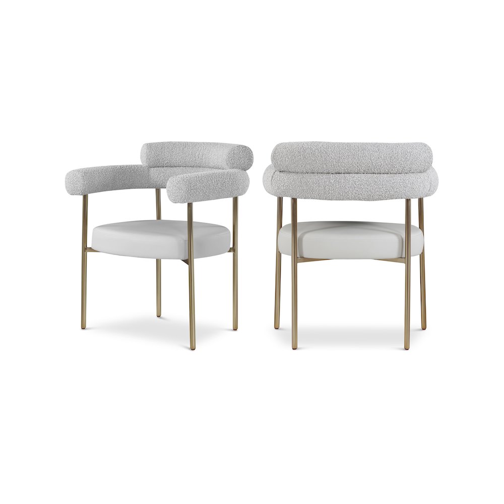 Blake Taupe Vegan Leather / Boucle Fabric Dining Chair, Set of 2