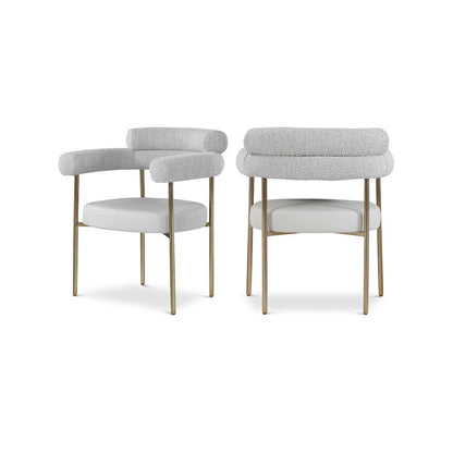Blake Taupe Vegan Leather / Boucle Fabric Dining Chair, Set of 2