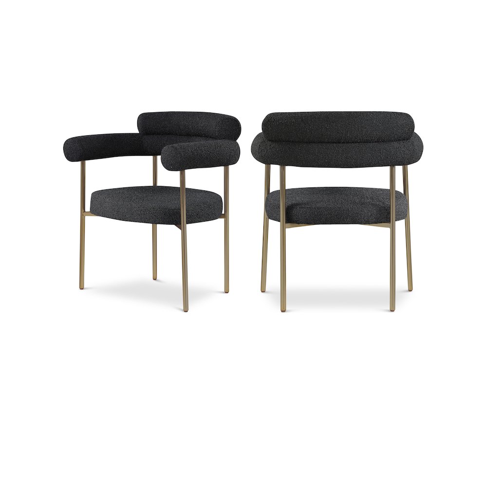 Blake Black Boucle Fabric Dining Chair, Set of 2