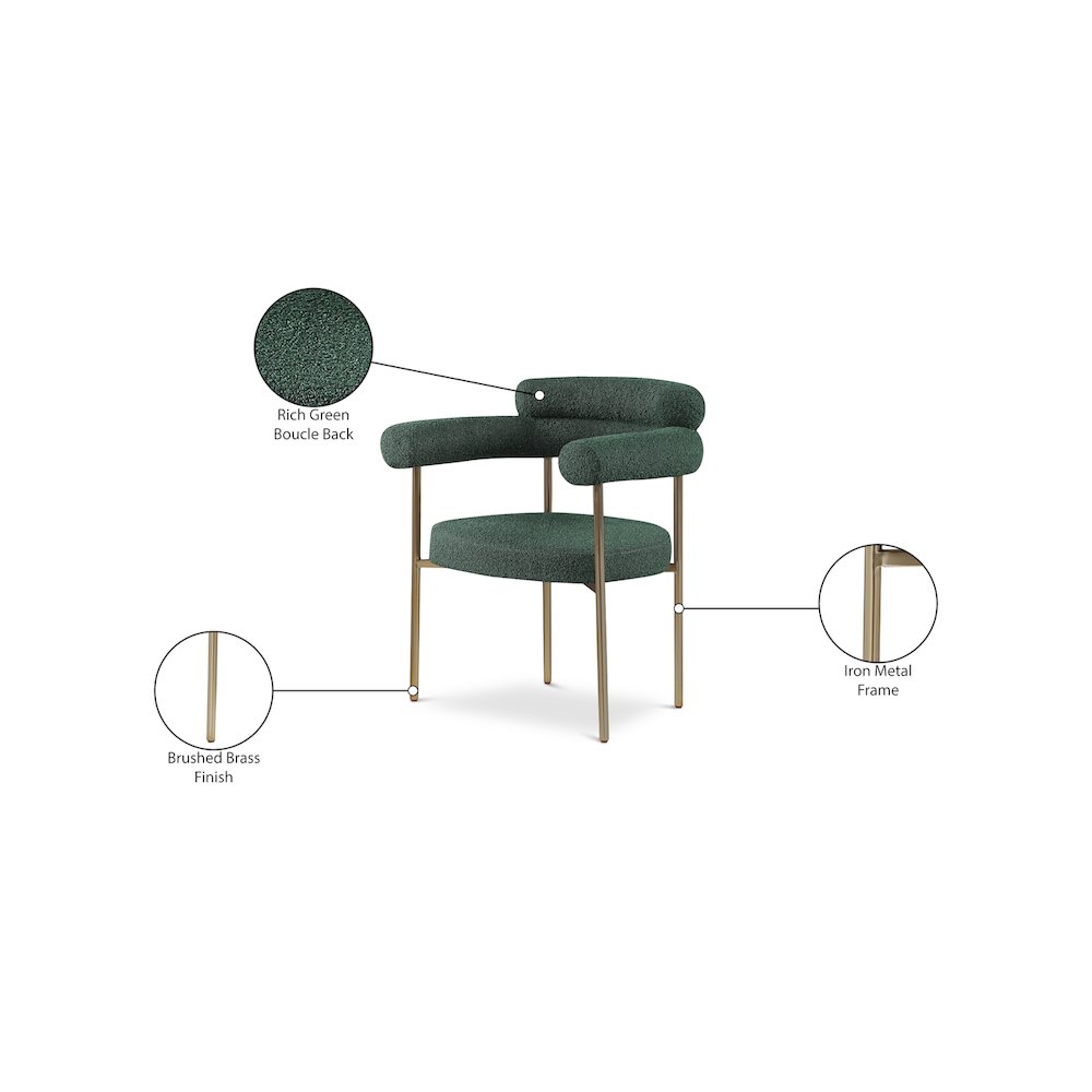 Blake Green Boucle Fabric Dining Chair, Set of 2