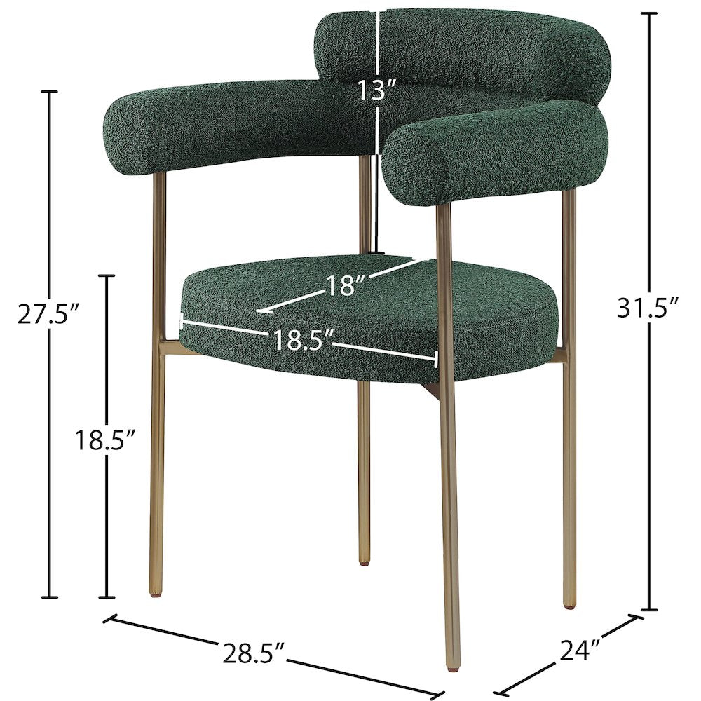 Blake Green Boucle Fabric Dining Chair, Set of 2