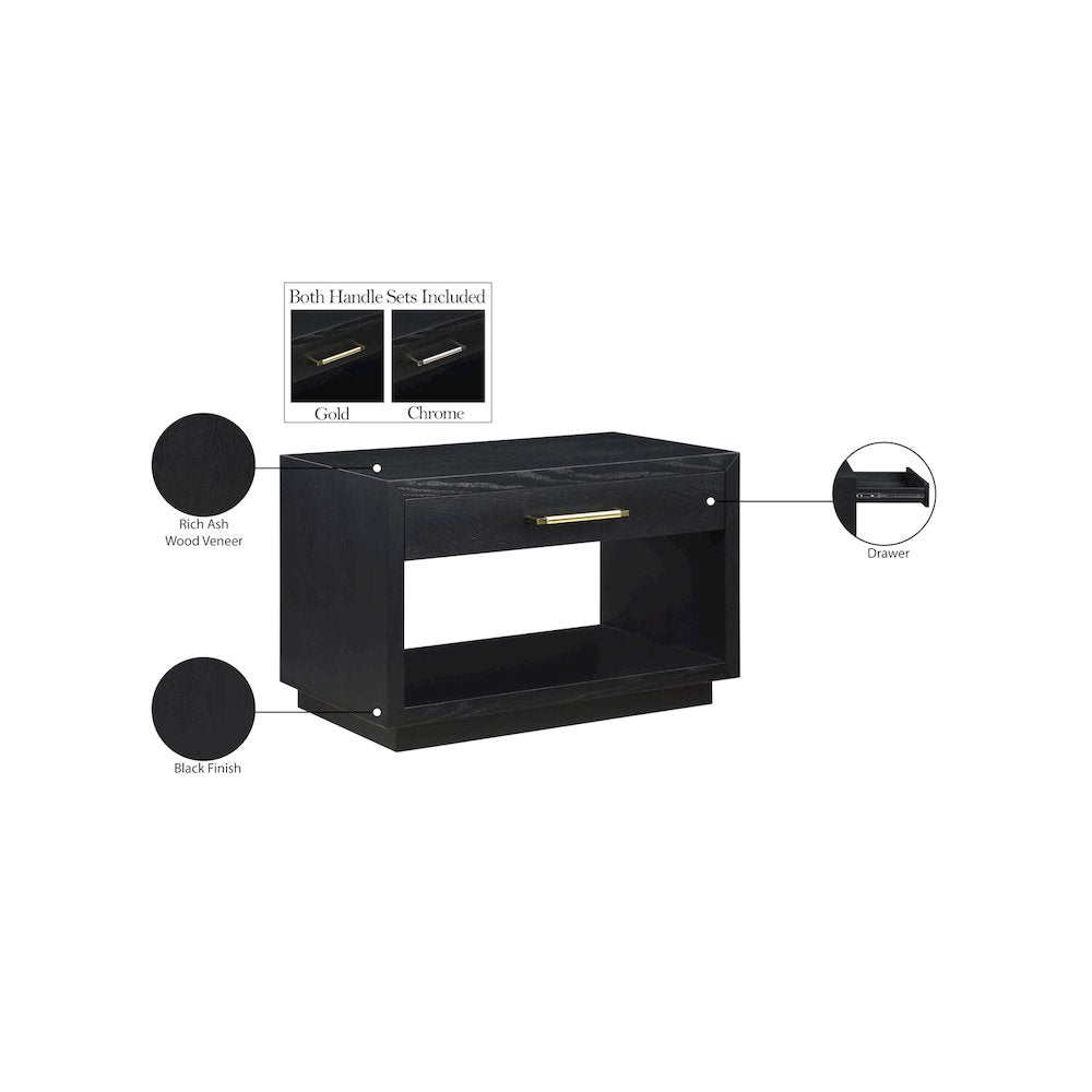 Avery Black Wood Veneer Night Stand
