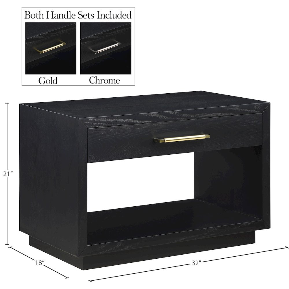 Avery Black Wood Veneer Night Stand