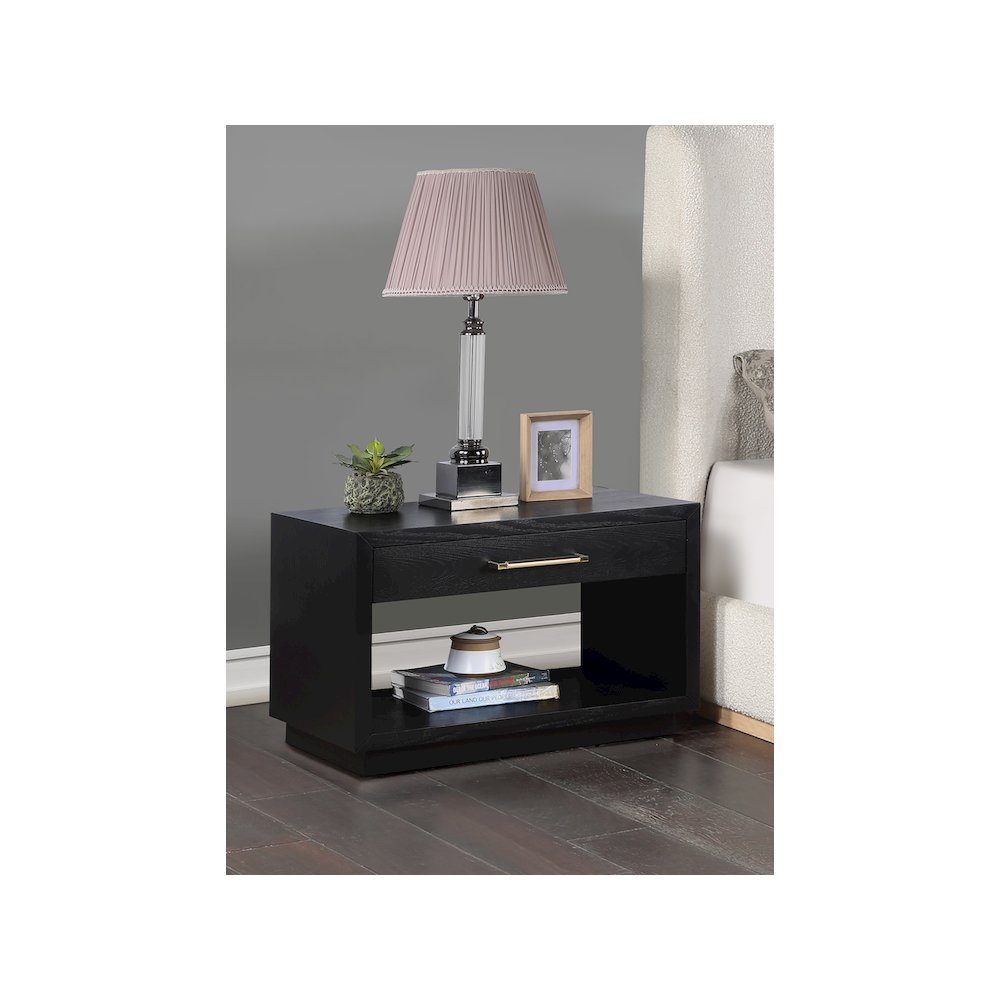 Avery Black Wood Veneer Night Stand