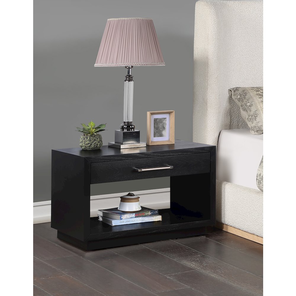 Avery Black Wood Veneer Night Stand