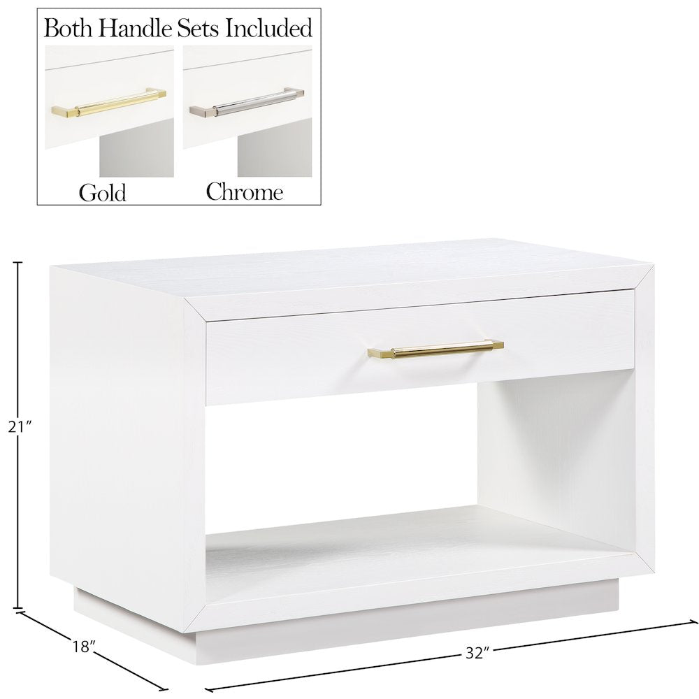 Avery White Wood Veneer Night Stand