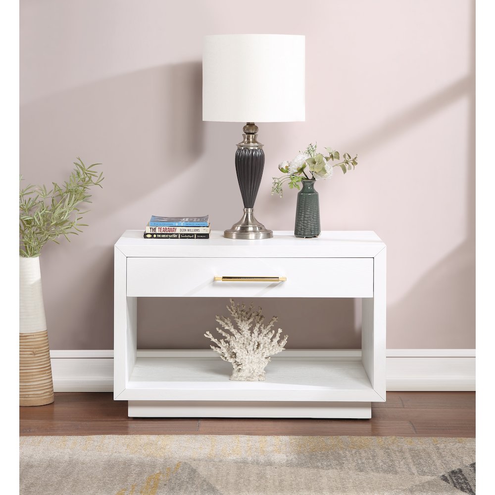 Avery White Wood Veneer Night Stand