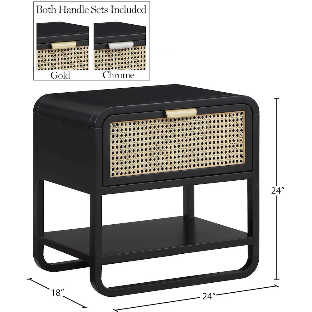 Sage Black Wood Veneer Night Stand
