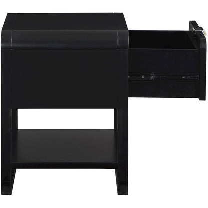 Sage Black Wood Veneer Night Stand
