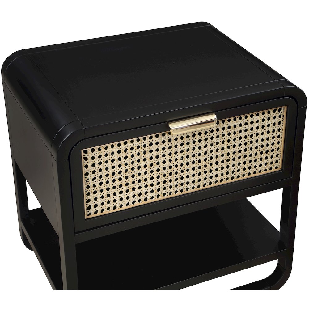 Sage Black Wood Veneer Night Stand