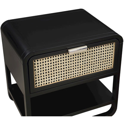 Sage Black Wood Veneer Night Stand