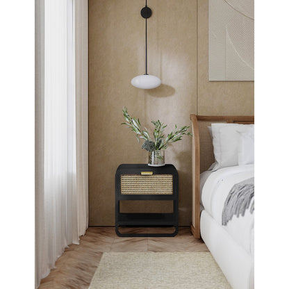 Sage Black Wood Veneer Night Stand