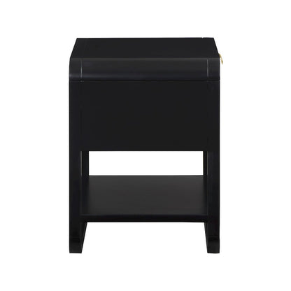 Sage Black Wood Veneer Night Stand
