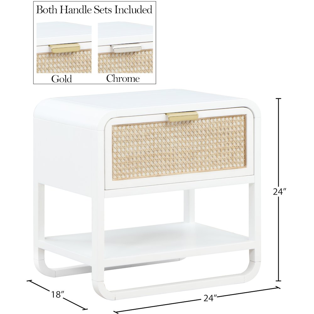 Sage White Wood Veneer Night Stand