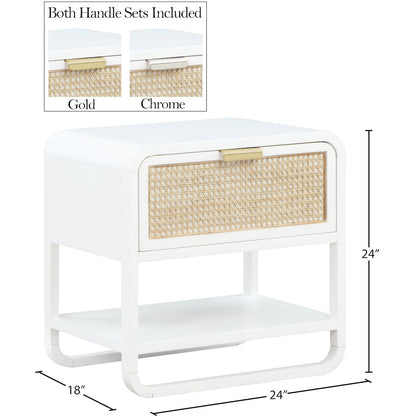 Sage White Wood Veneer Night Stand
