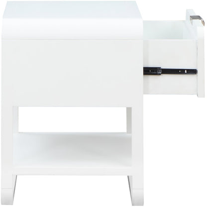 Sage White Wood Veneer Night Stand