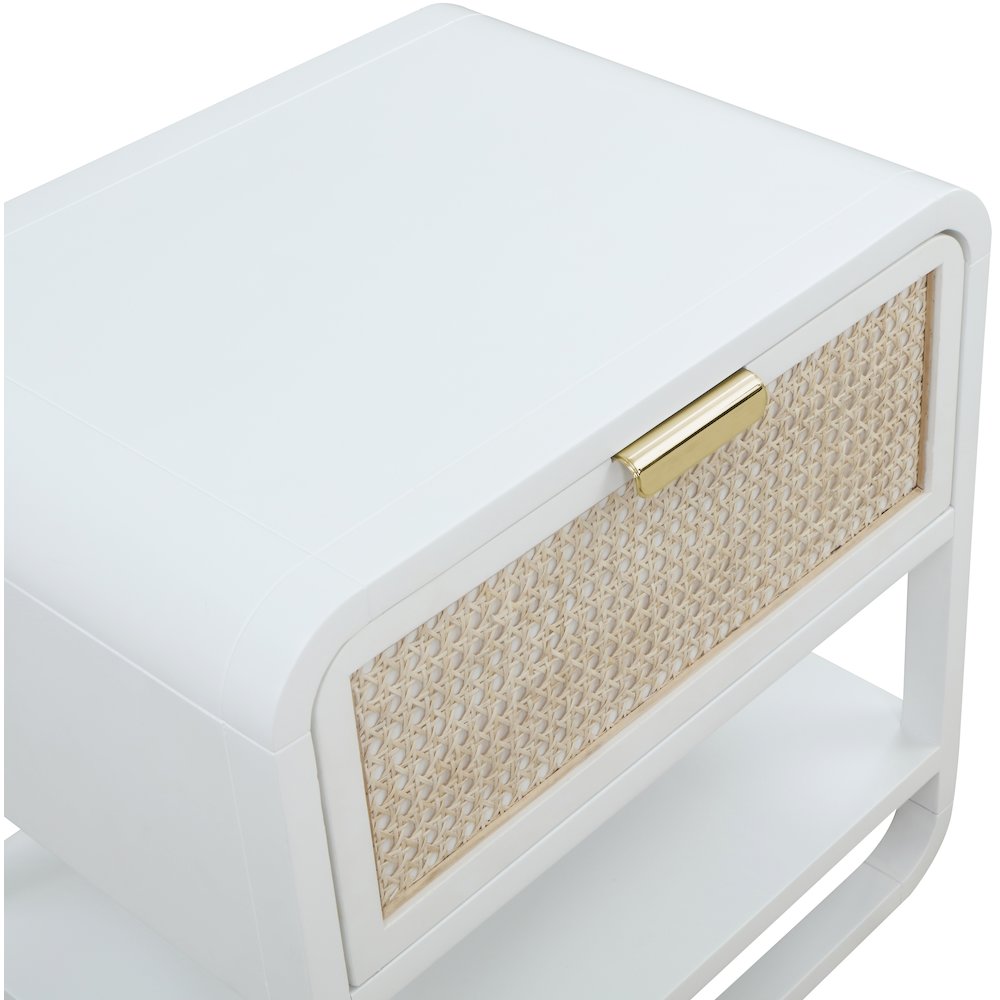 Sage White Wood Veneer Night Stand